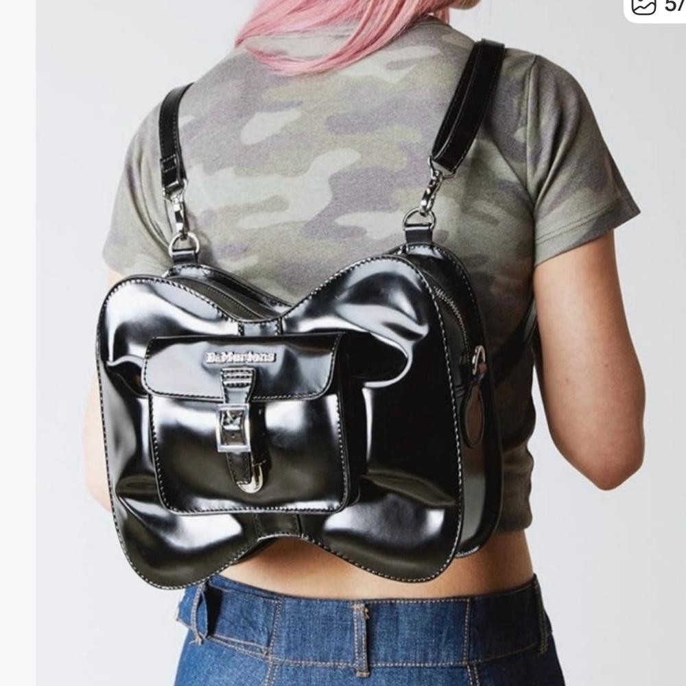 🎀Black Dr Martens Bow Bag Oxford Rub🎀FIRM Vegan